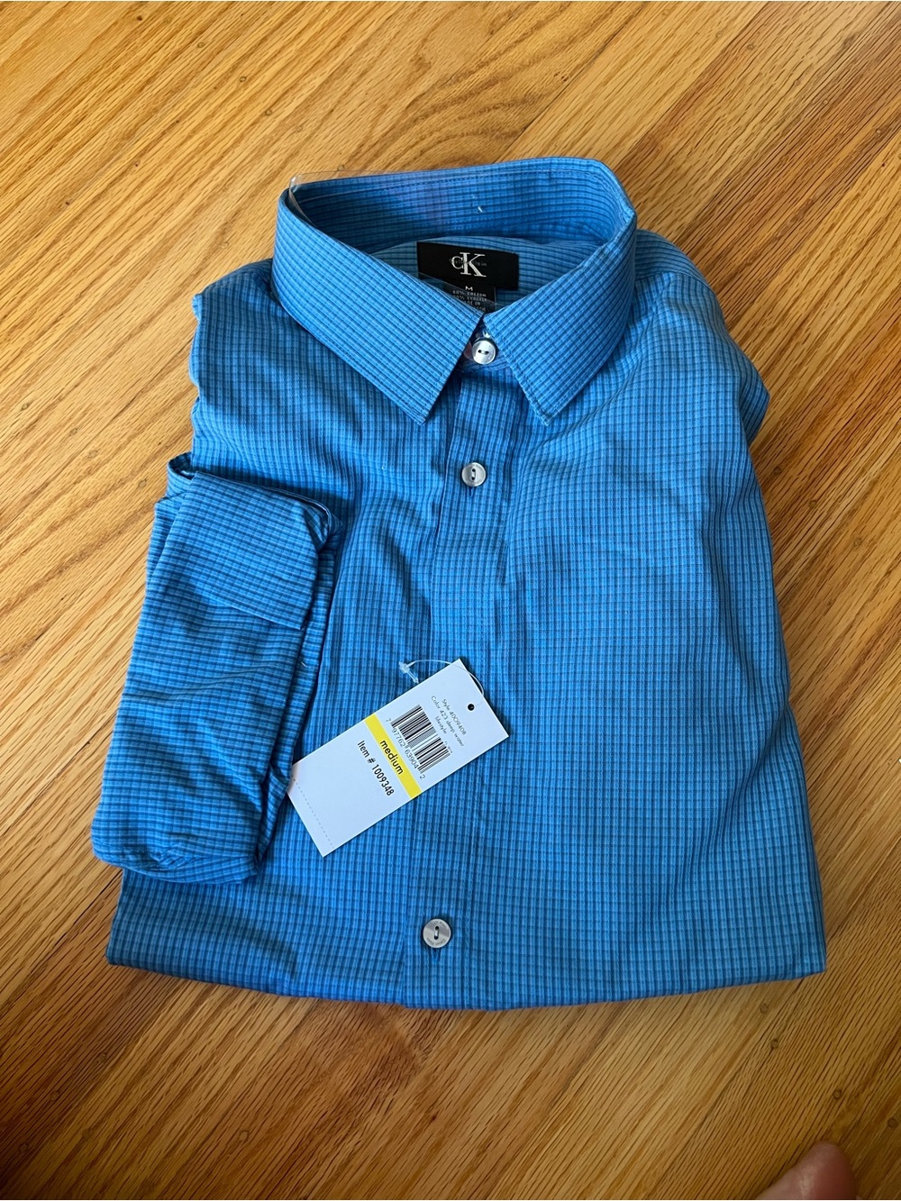 NWT! Calvin Klein Men's Long-Sleeve Button-Down Shirt Blue Size M